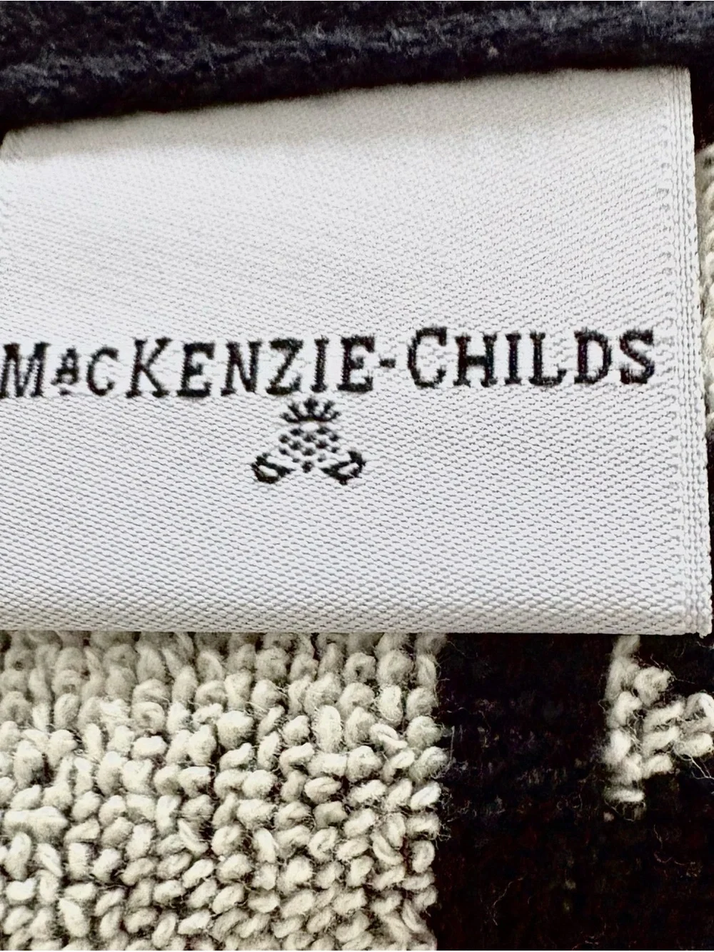 Mackenzie Childs Set of 2 Washcloths Trellis black and white pattern Brand NEW!